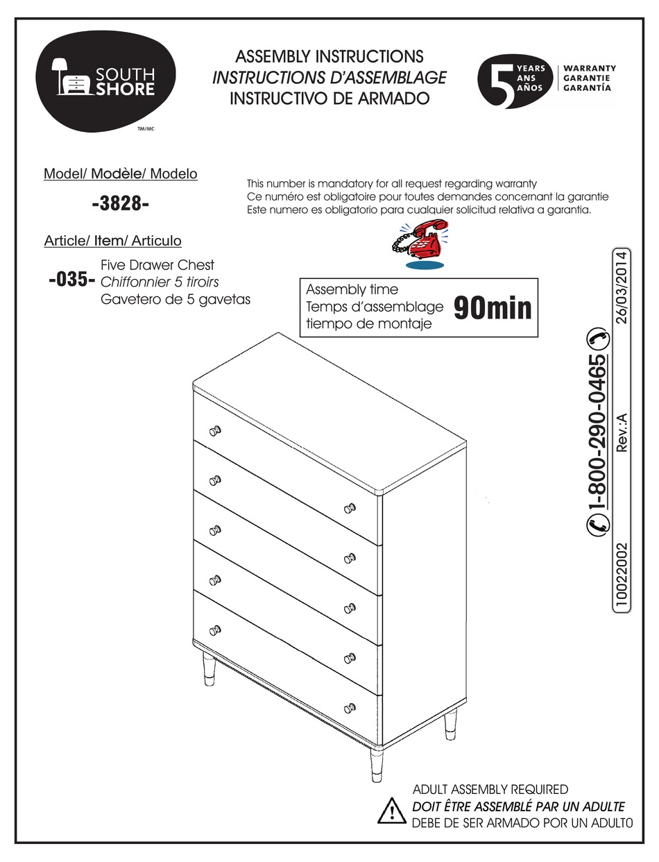 SOUTH SHORE 3828 ASSEMBLY INSTRUCTIONS MANUAL Pdf Download ManualsLib