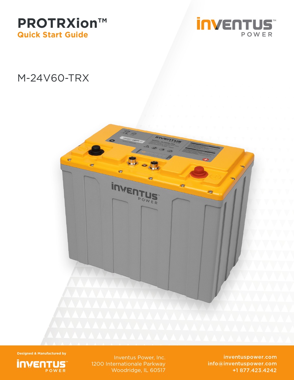 INVENTUS POWER PROTRXION M24V60TRX QUICK START MANUAL Pdf Download