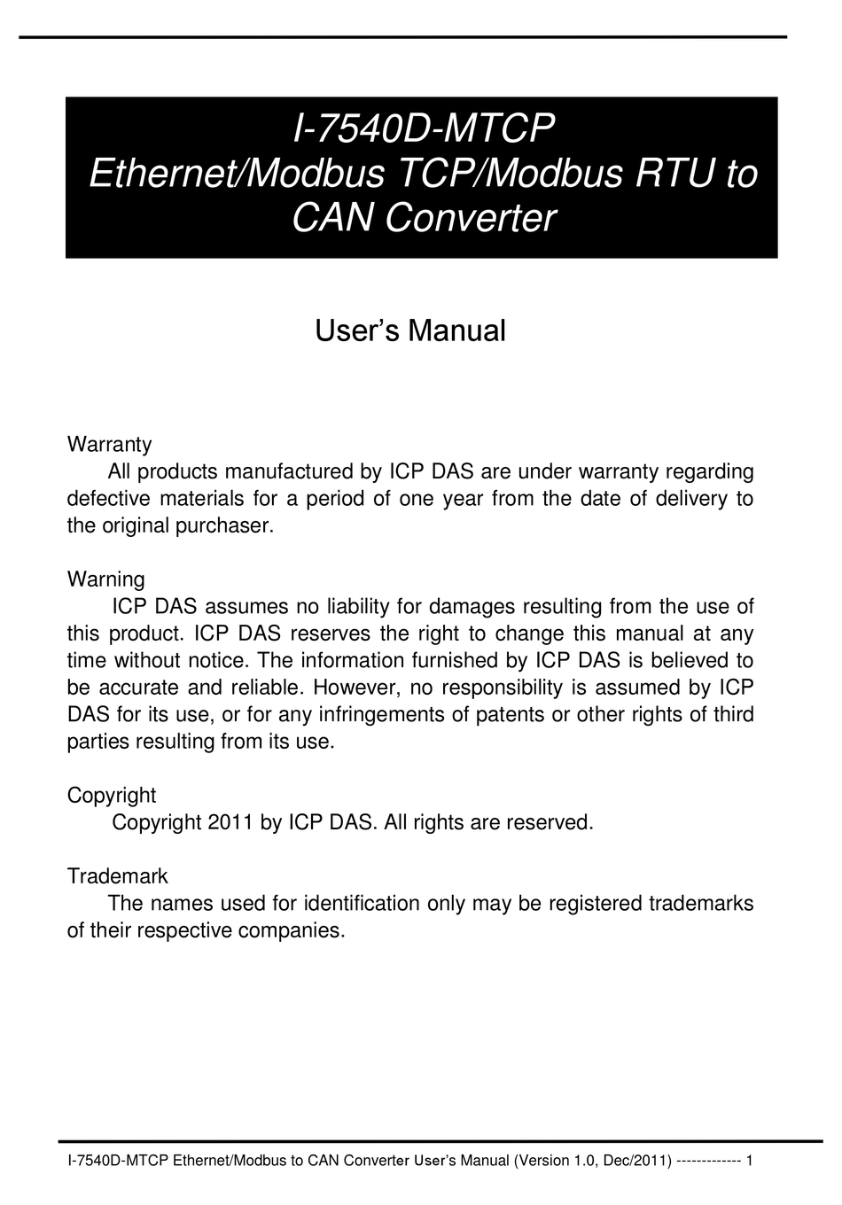 ISP I-7540D-MTCP USER MANUAL Pdf Download | ManualsLib