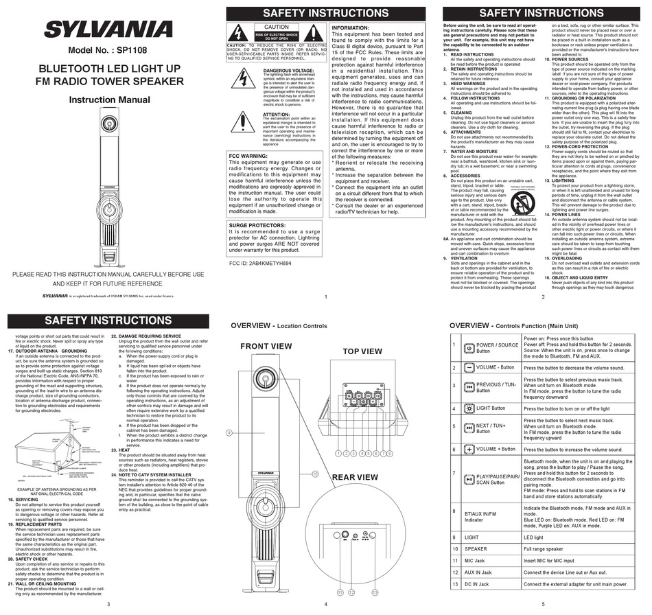 Sylvania Sp1108 