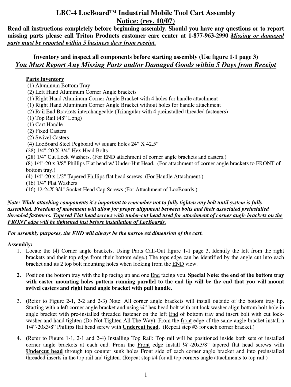 TRITON LOCBOARD LBC4 ASSEMBLY INSTRUCTIONS Pdf Download ManualsLib