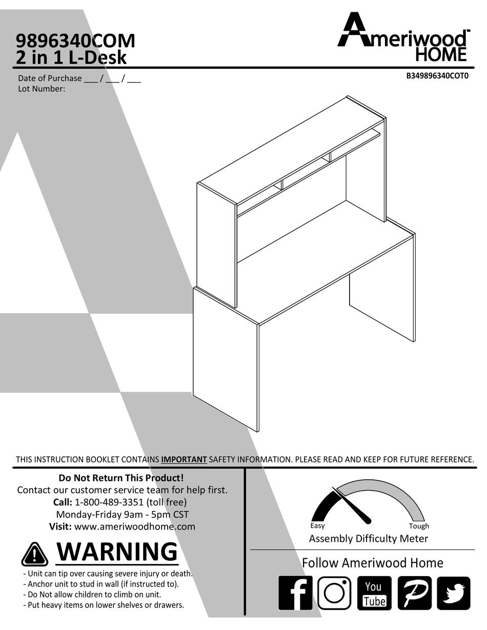 AMERIWOOD HOME INSTRUCTION BOOKLET Pdf Download ManualsLib