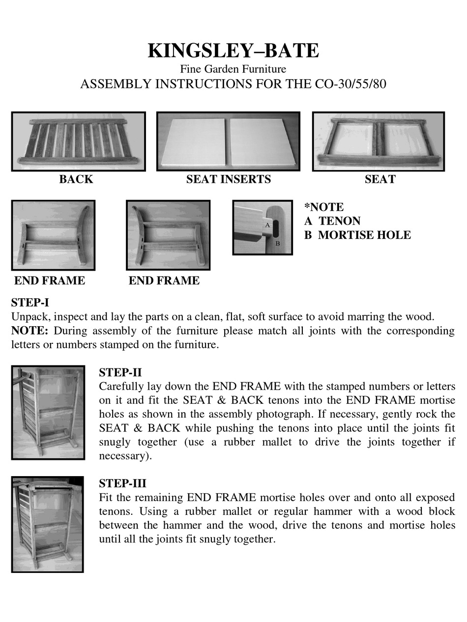 KINGSLEYBATE CO30 ASSEMBLY INSTRUCTIONS Pdf Download ManualsLib