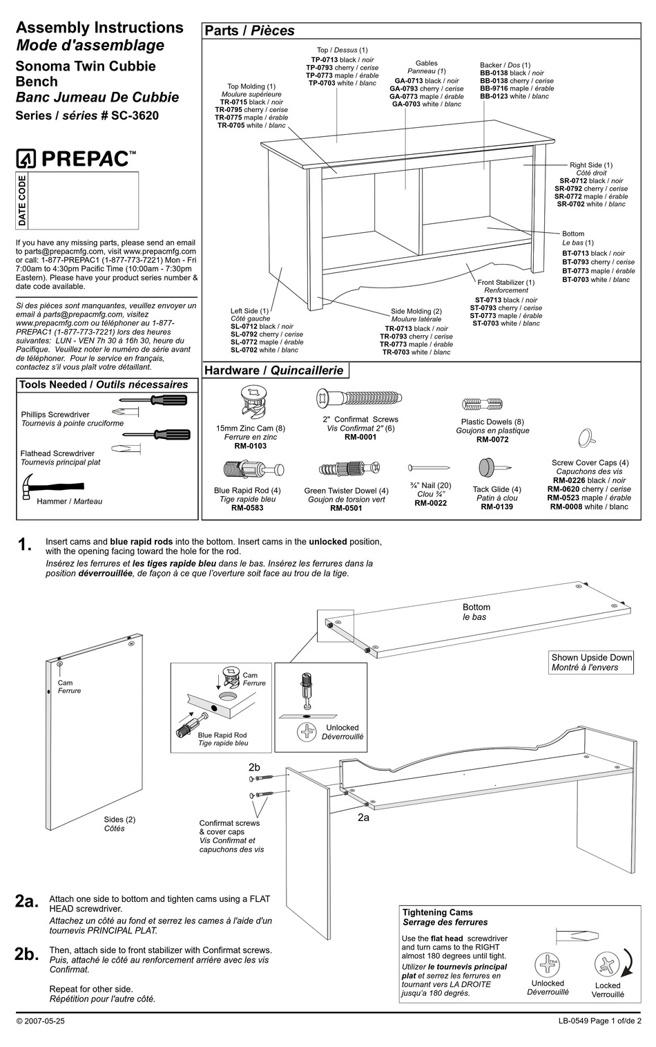 PREPAC SONOMA SC3620 ASSEMBLY INSTRUCTIONS Pdf Download ManualsLib