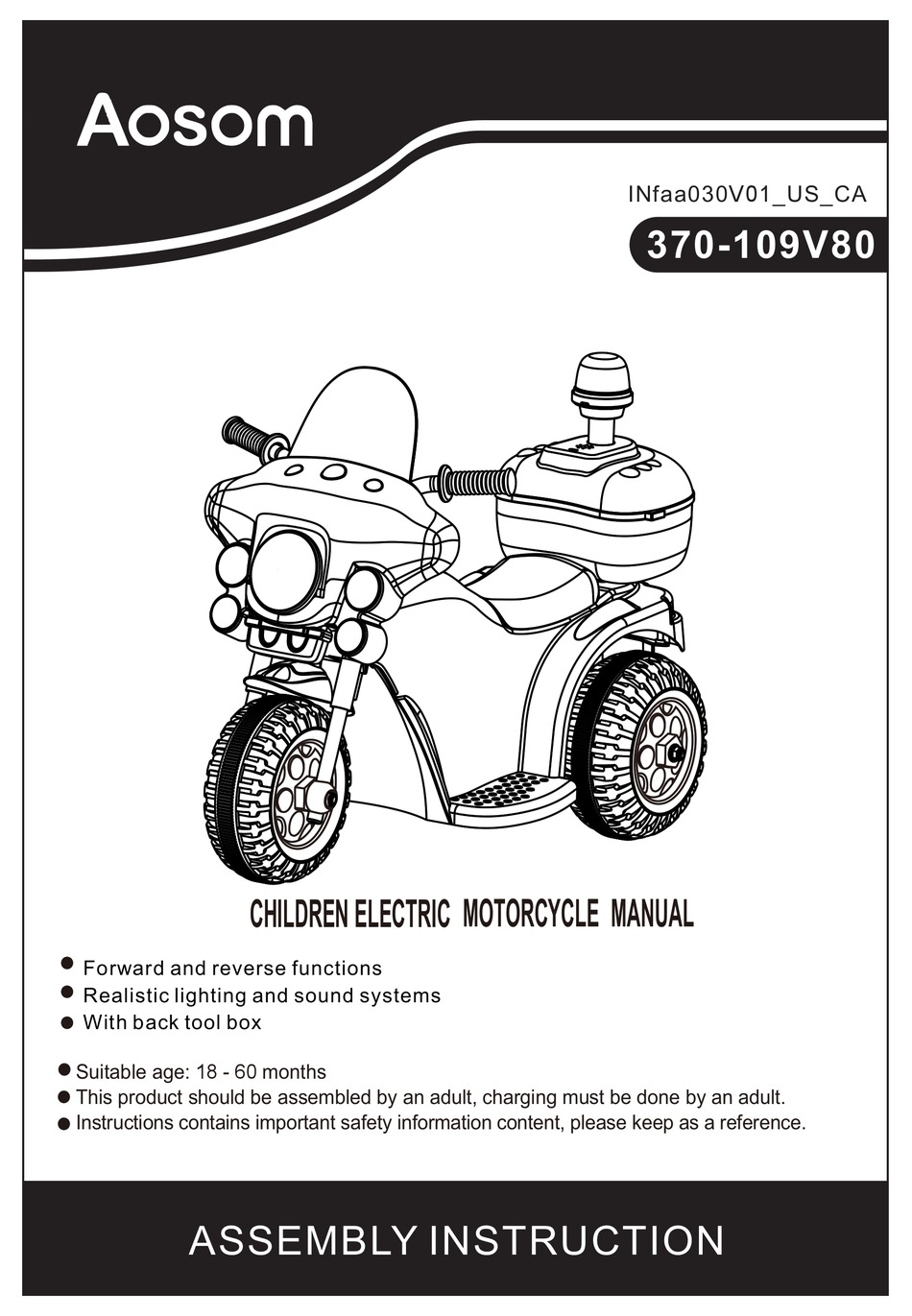 AOSOM 370109V80 ASSEMBLY INSTRUCTION MANUAL Pdf Download ManualsLib
