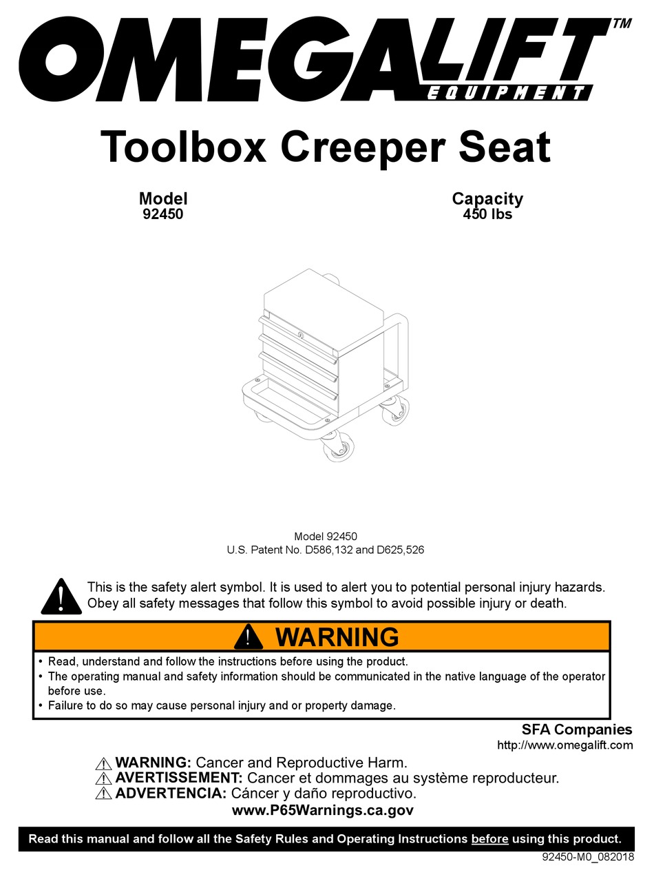 OMEGA LIFT EQUIPMENT 92450 MANUAL Pdf Download ManualsLib