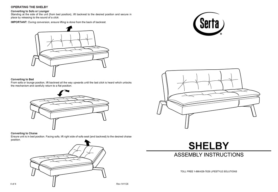 SERTA SHELBY ASSEMBLY INSTRUCTIONS Pdf Download ManualsLib