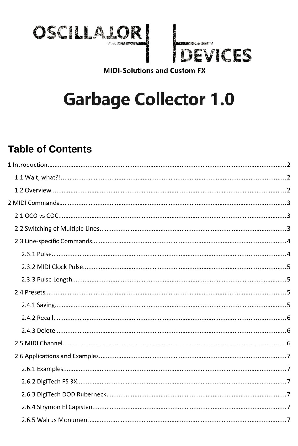 OSCILLATOR DEVICES GARBAGE COLLECTOR 1.0 MANUAL Pdf Download ManualsLib