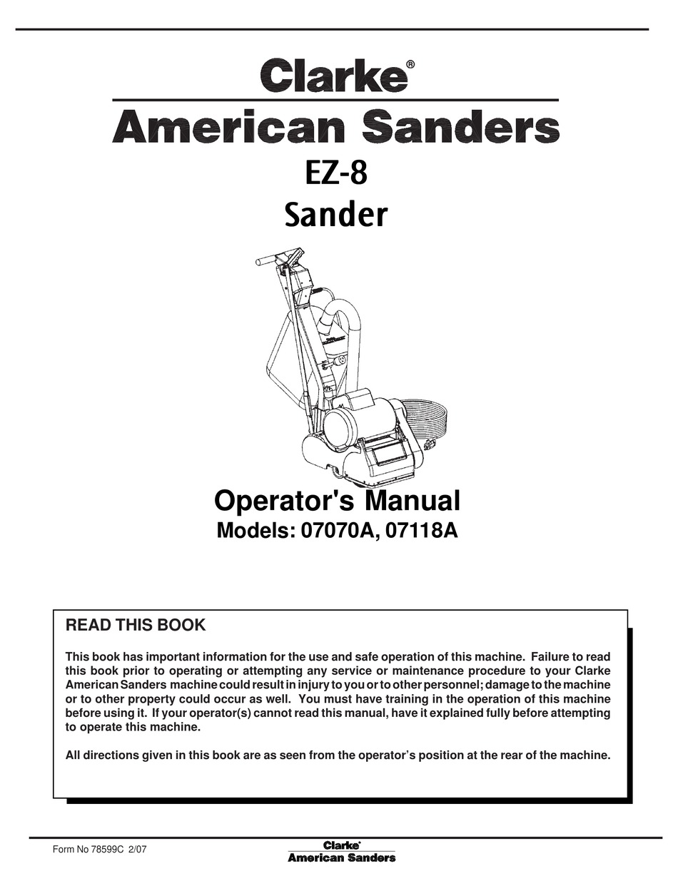 CLARKE AMERICAN SANDERS EZ8 OPERATOR'S MANUAL Pdf Download ManualsLib