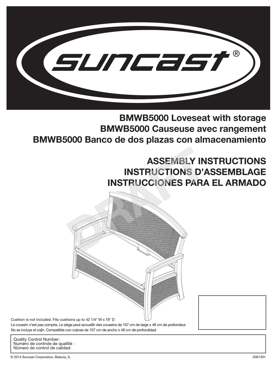 SUNCAST BMWB5000 ASSEMBLY INSTRUCTIONS MANUAL Pdf Download ManualsLib