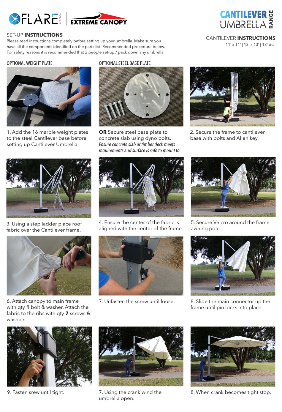 EXTREME CANOPY FLARE SHADE CANTILEVER UMBRELLA SETUP INSTRUCTIONS Pdf