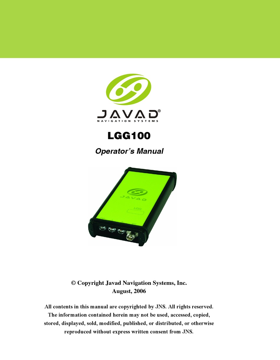 JAVAD LGG100 OPERATOR'S MANUAL Pdf Download ManualsLib