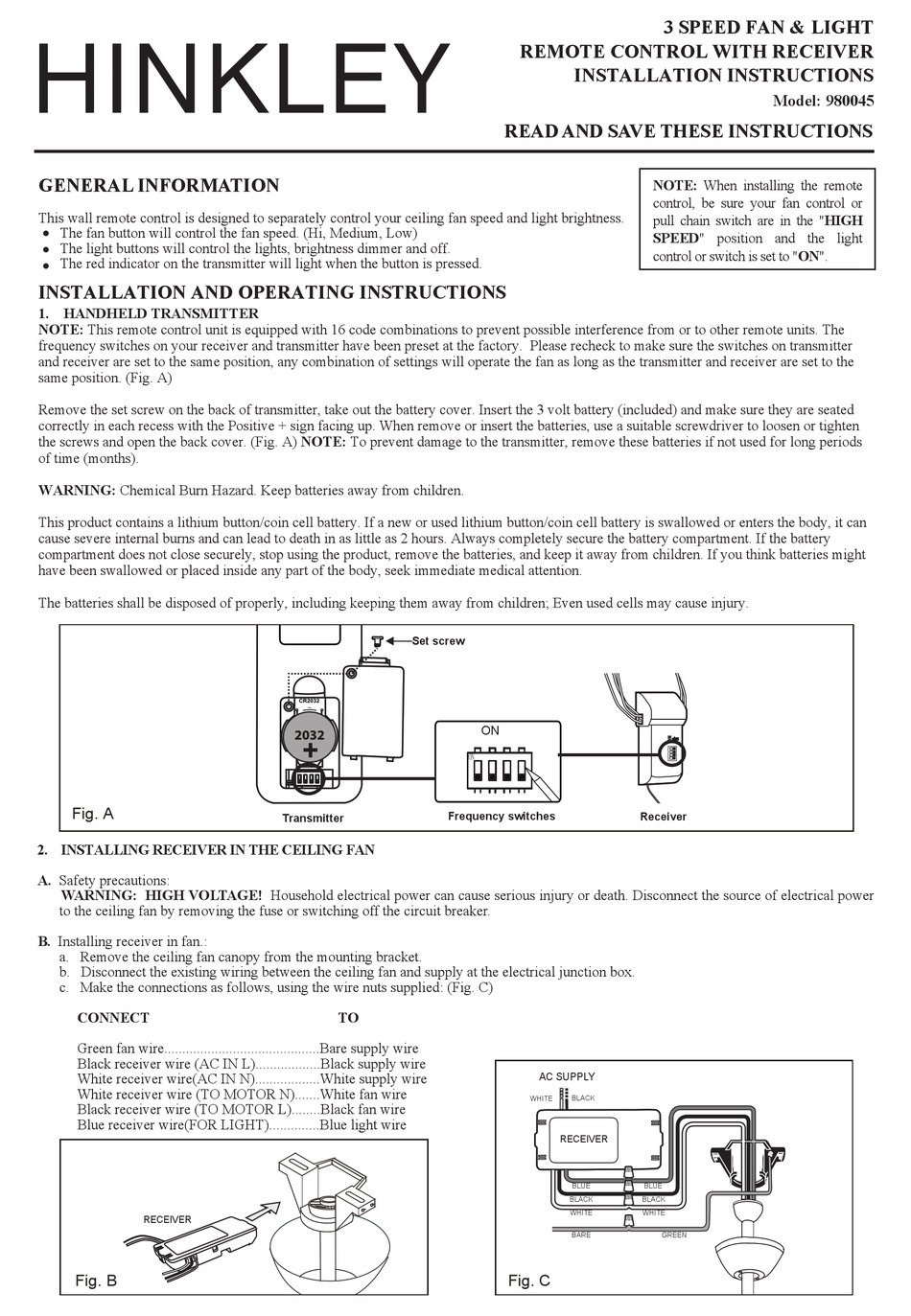 HINKLEY 980045 INSTALLATION INSTRUCTIONS MANUAL Pdf Download ManualsLib