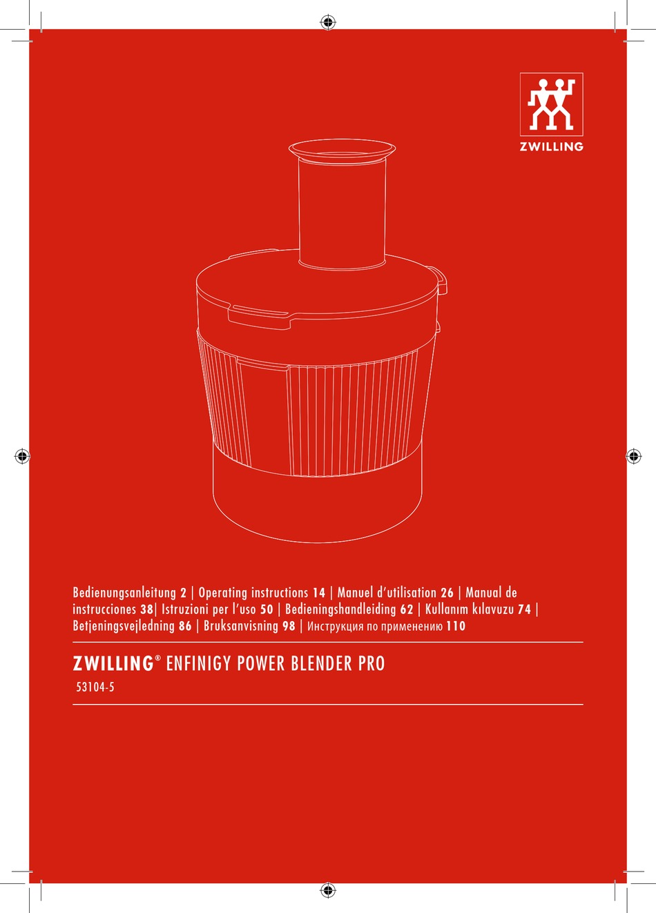 ZWILLING ENFINIGY POWER BLENDER PRO OPERATING INSTRUCTIONS MANUAL Pdf