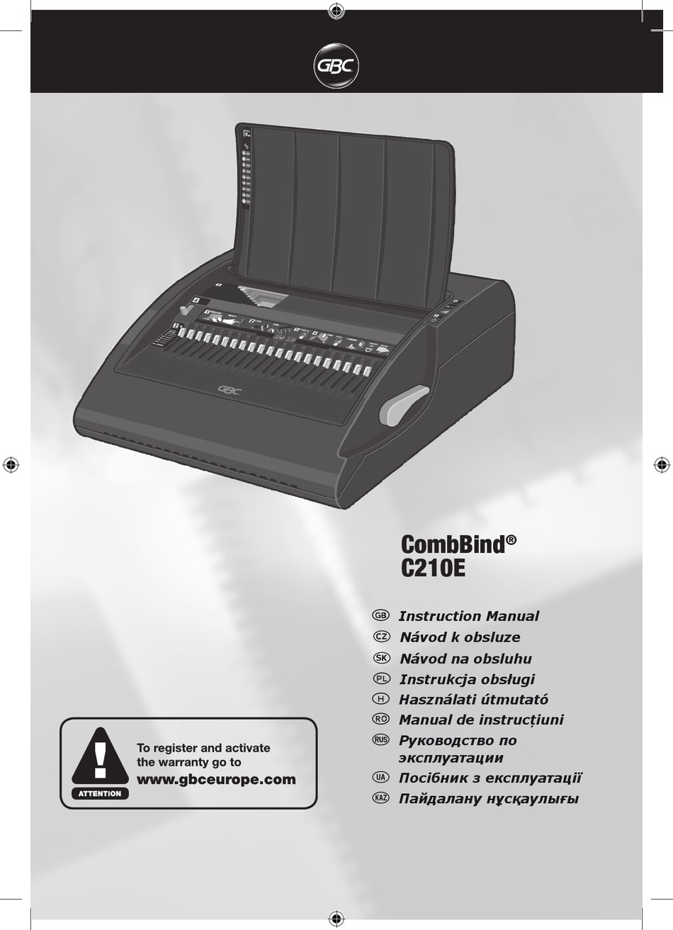 GBC COMBBIND C210E INSTRUCTION MANUAL Pdf Download ManualsLib