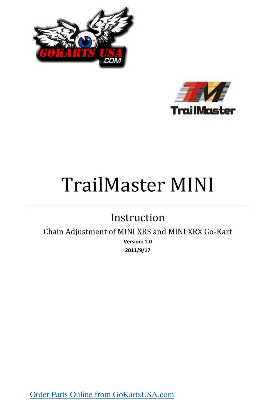 GOKARTS USA TRAILMASTER MINI INSTRUCTIONS Pdf Download ManualsLib