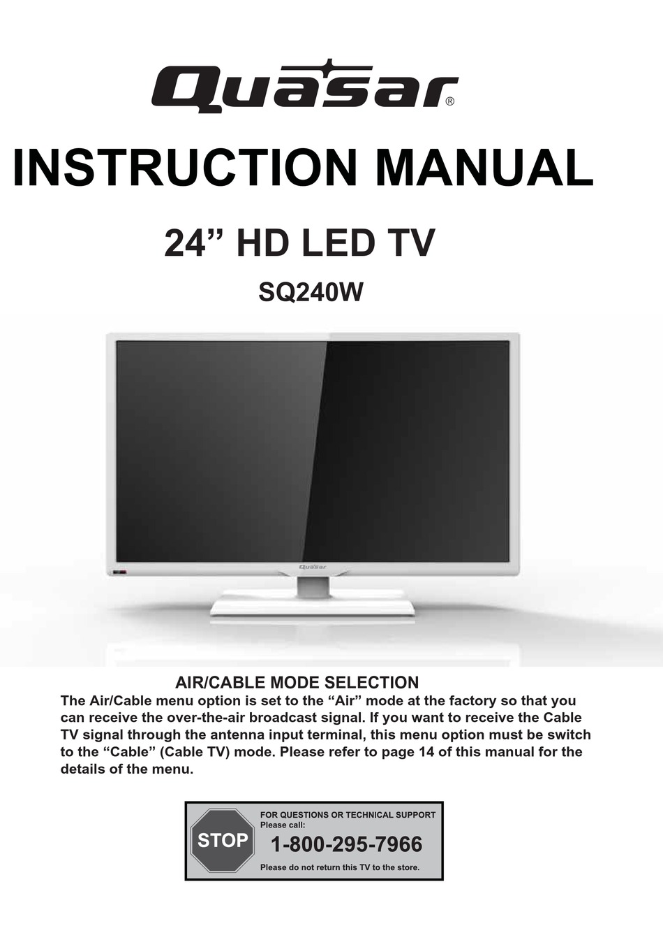 QUASAR SQ240W INSTRUCTION MANUAL Pdf Download ManualsLib
