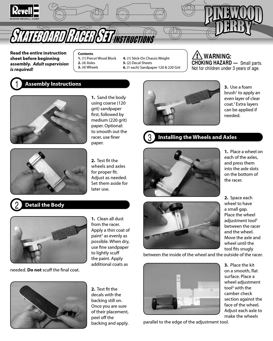 REVELL PINEWOOD DERBY SKATEBOARD RACER SET INSTRUCTIONS Pdf Download ManualsLib