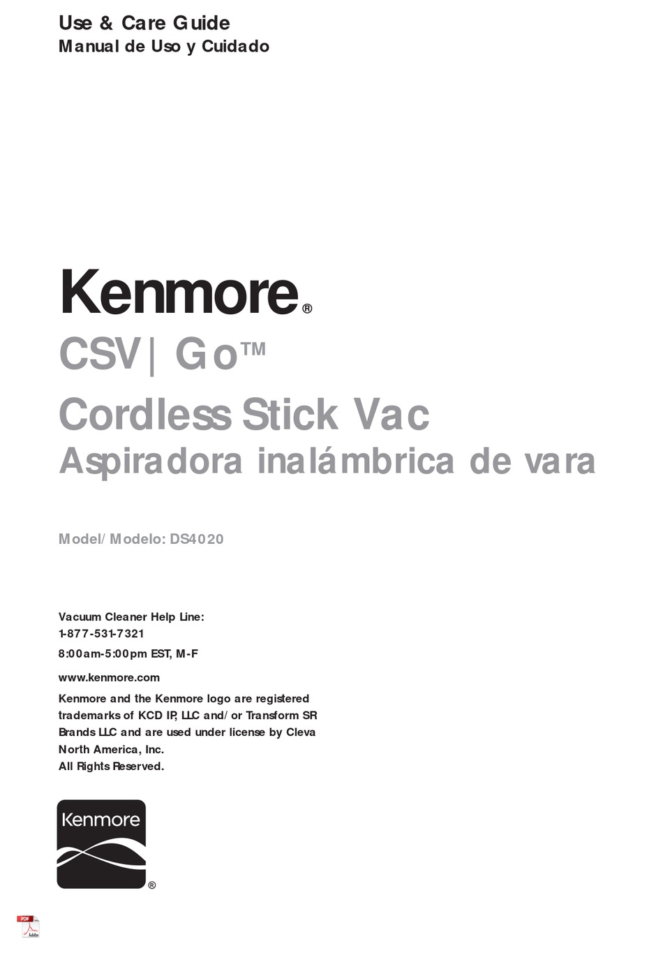 KENMORE GO CSV DS4020 USE & CARE MANUAL Pdf Download ManualsLib