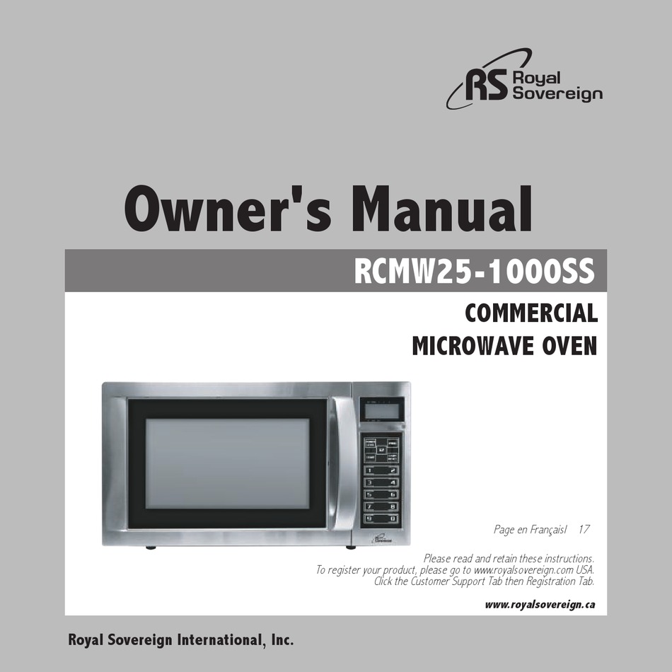 ROYAL SOVEREIGN INTERNATIONAL RCMW251000SS OWNER'S MANUAL Pdf Download