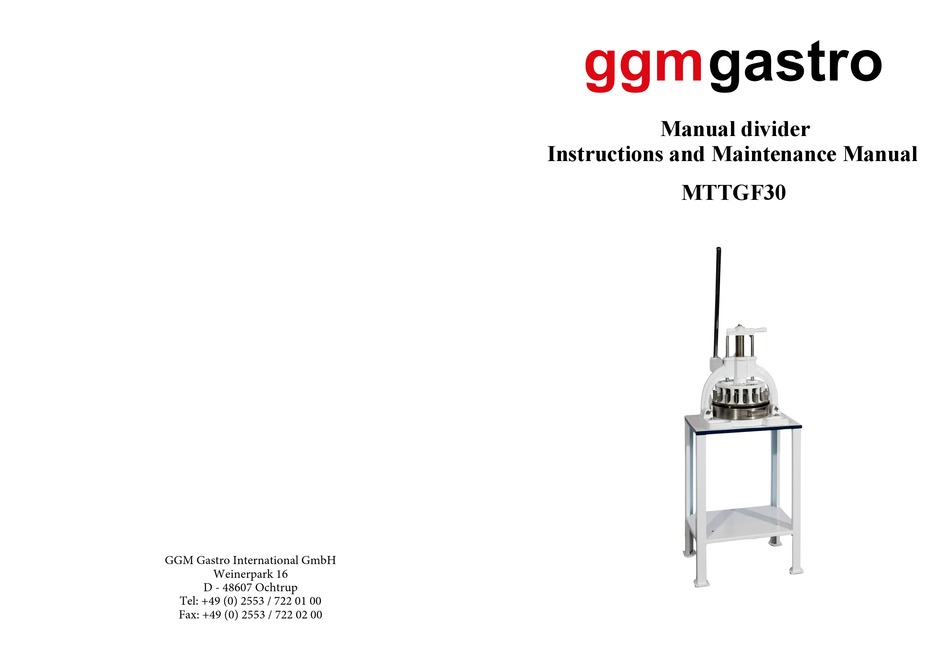 GGM GASTRO MTTGF30 INSTRUCTION AND MAINTENANCE MANUAL Pdf Download ...