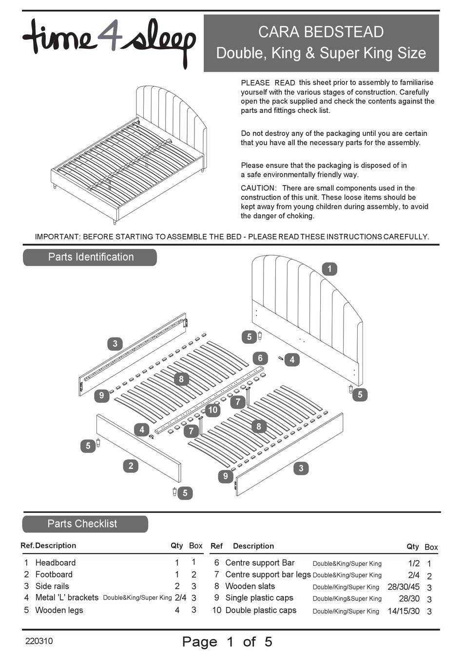 TIME4SLEEP CARA BEDSTEAD ASSEMBLY INSTRUCTIONS Pdf Download ManualsLib