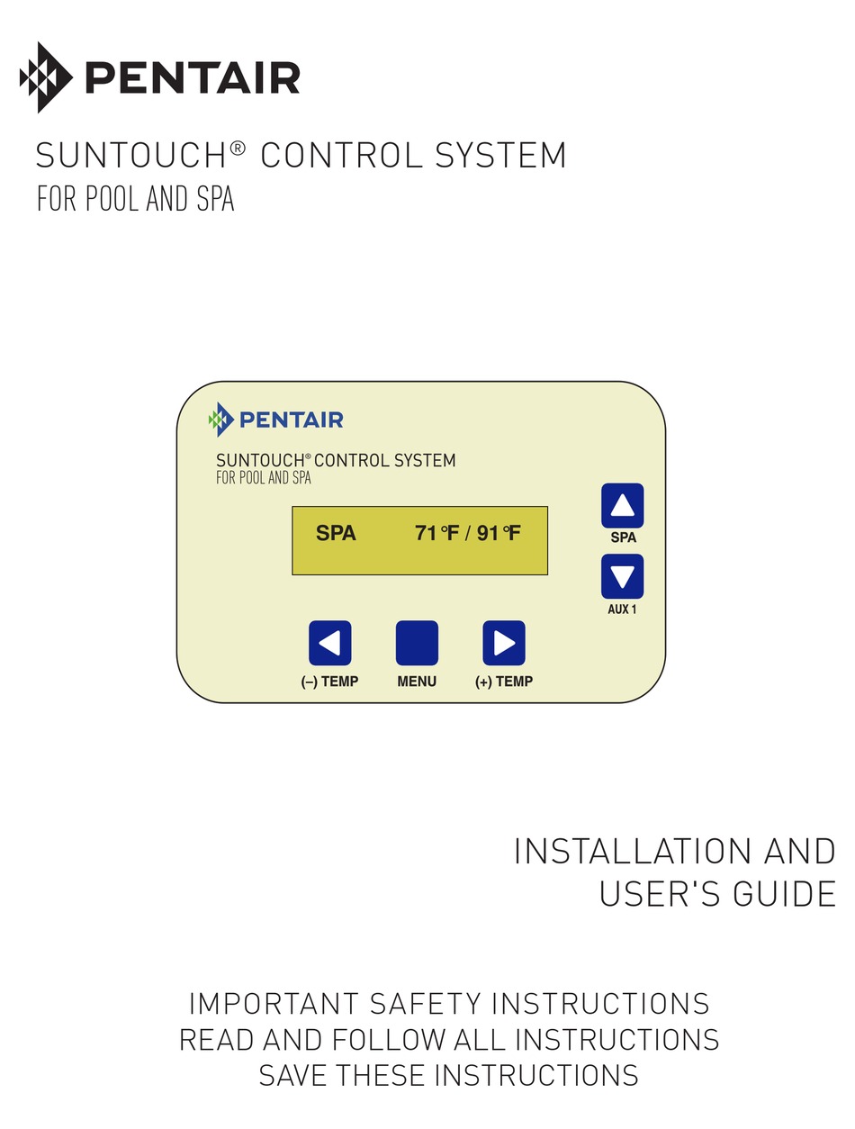 PENTAIR SUNTOUCH INSTALLATION AND USER MANUAL Pdf Download ManualsLib