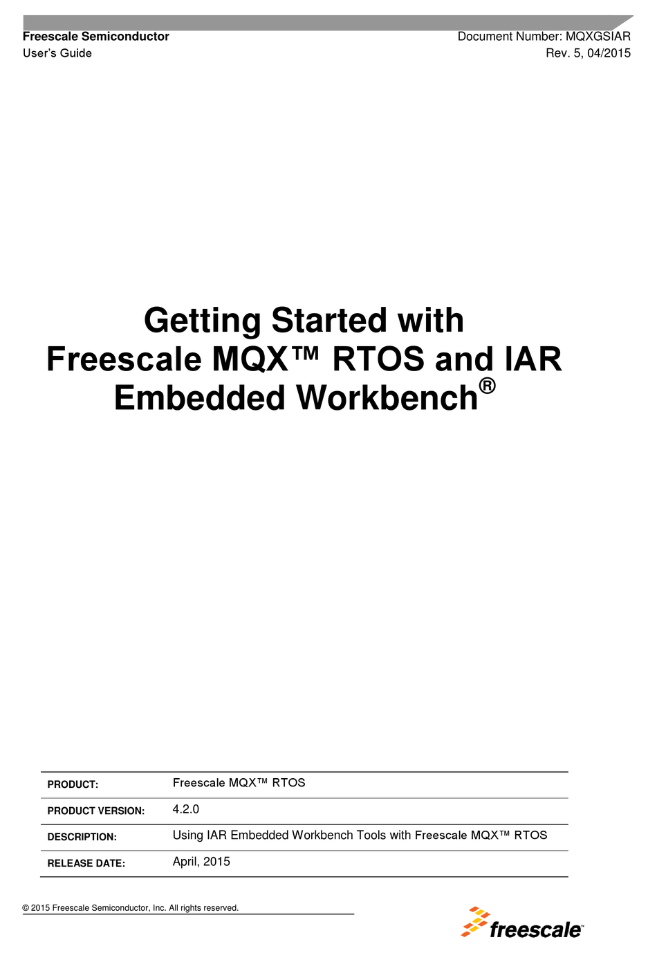 FREESCALE SEMICONDUCTOR MQX RTOS USER MANUAL Pdf Download ManualsLib