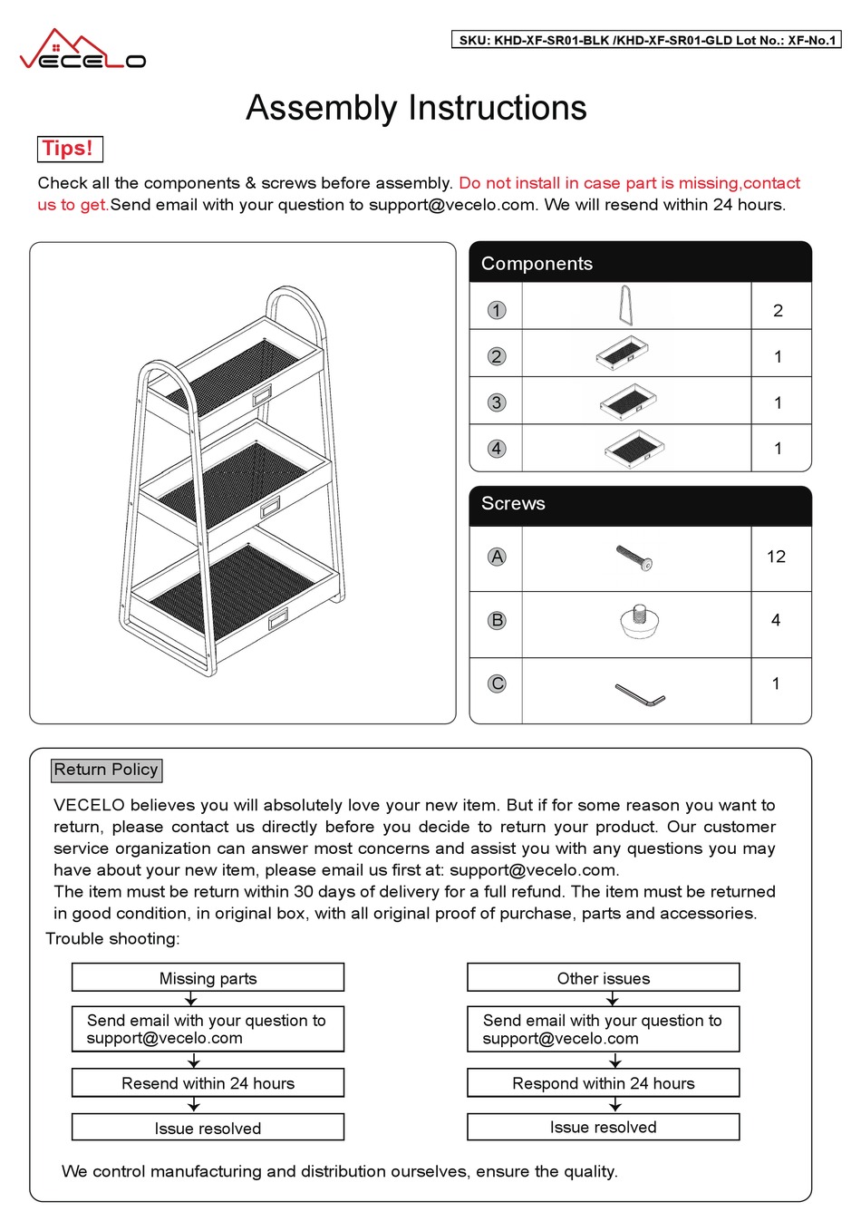 VECELO KHDXFSR01BLK ASSEMBLY INSTRUCTIONS Pdf Download ManualsLib