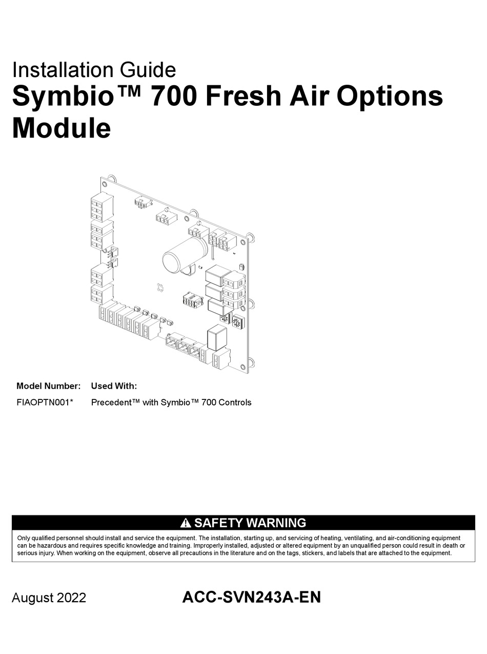 TRANE SYMBIO 700 FIAOPTN001 SERIES INSTALLATION MANUAL Pdf Download