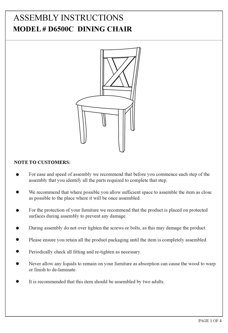 2K FURNITURE DESIGNS D6500C ASSEMBLY INSTRUCTIONS Pdf Download ManualsLib