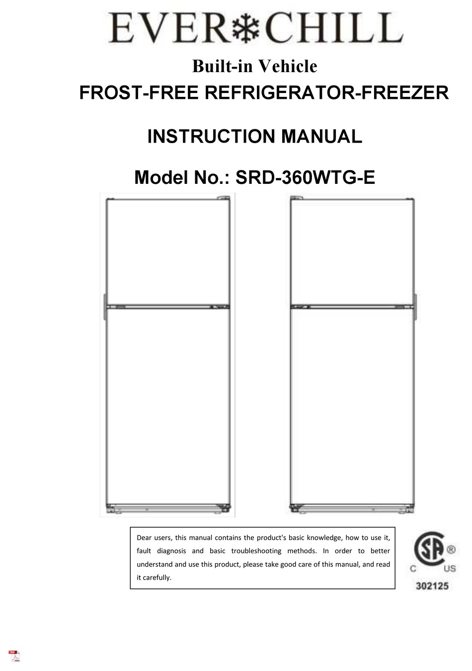 EVERCHILL SRD360WTGE INSTRUCTION MANUAL Pdf Download ManualsLib