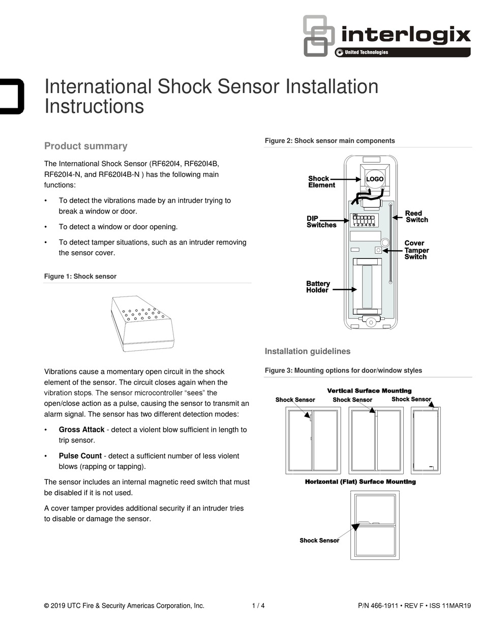 UNITED TECHNOLOGIES INTERLOGIX RF620I4 INSTALLATION INSTRUCTIONS Pdf