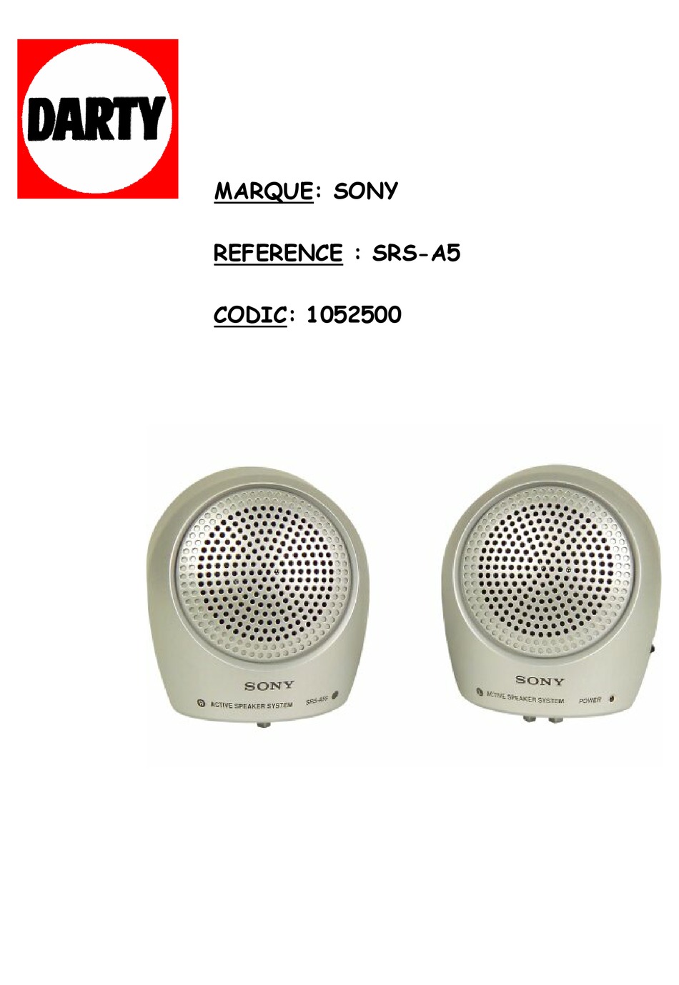 SONY SRS-A5 OPERATING INSTRUCTIONS Pdf Download | ManualsLib