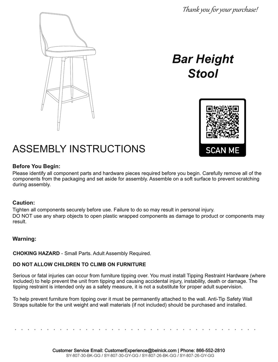 BELNICK SY80730BKGG ASSEMBLY INSTRUCTIONS Pdf Download ManualsLib