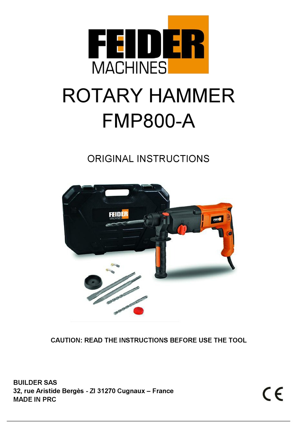 FEIDER MACHINES FMP800-A ORIGINAL INSTRUCTIONS MANUAL Pdf Download ...