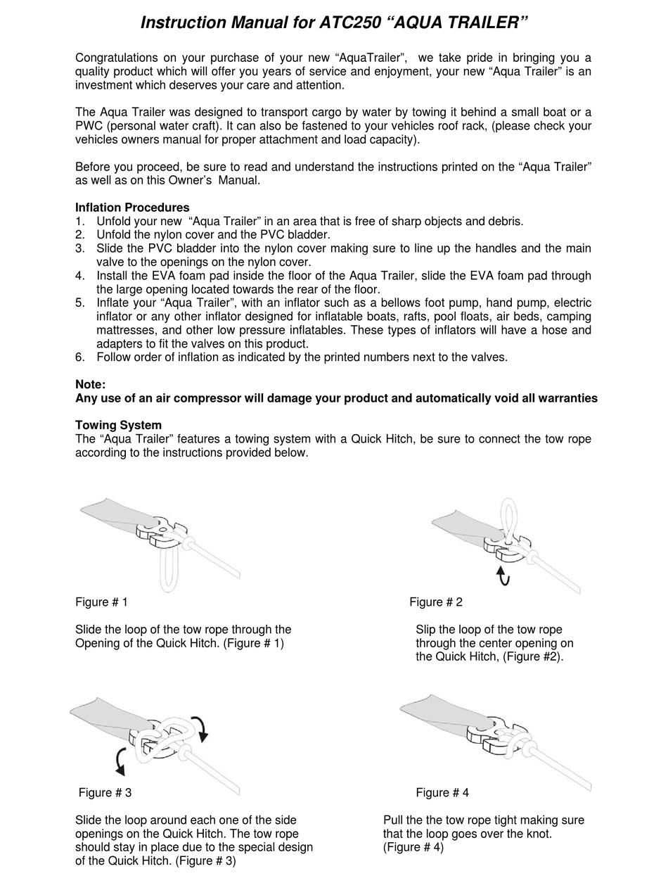 SEVYLOR AQUA TRAILER INSTRUCTION MANUAL Pdf Download | ManualsLib