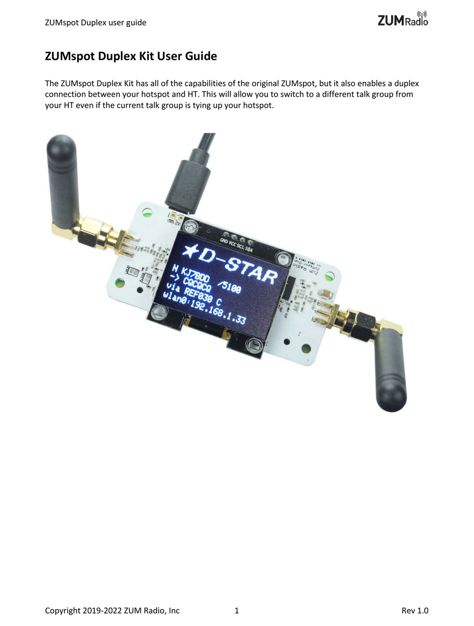 ZUM RADIO ZUMSPOT USER MANUAL Pdf Download ManualsLib