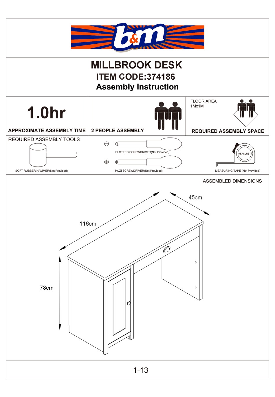 B&M MILLBROOK 374186 ASSEMBLY INSTRUCTION MANUAL Pdf Download ManualsLib