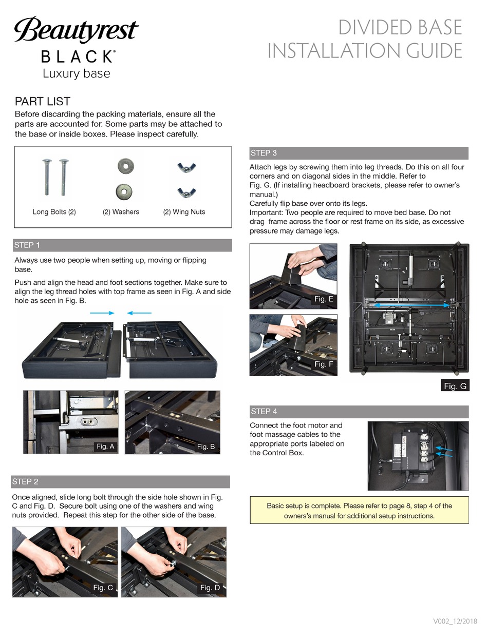 BEAUTYREST BLACK 8000301097560 INSTALLATION MANUAL Pdf Download