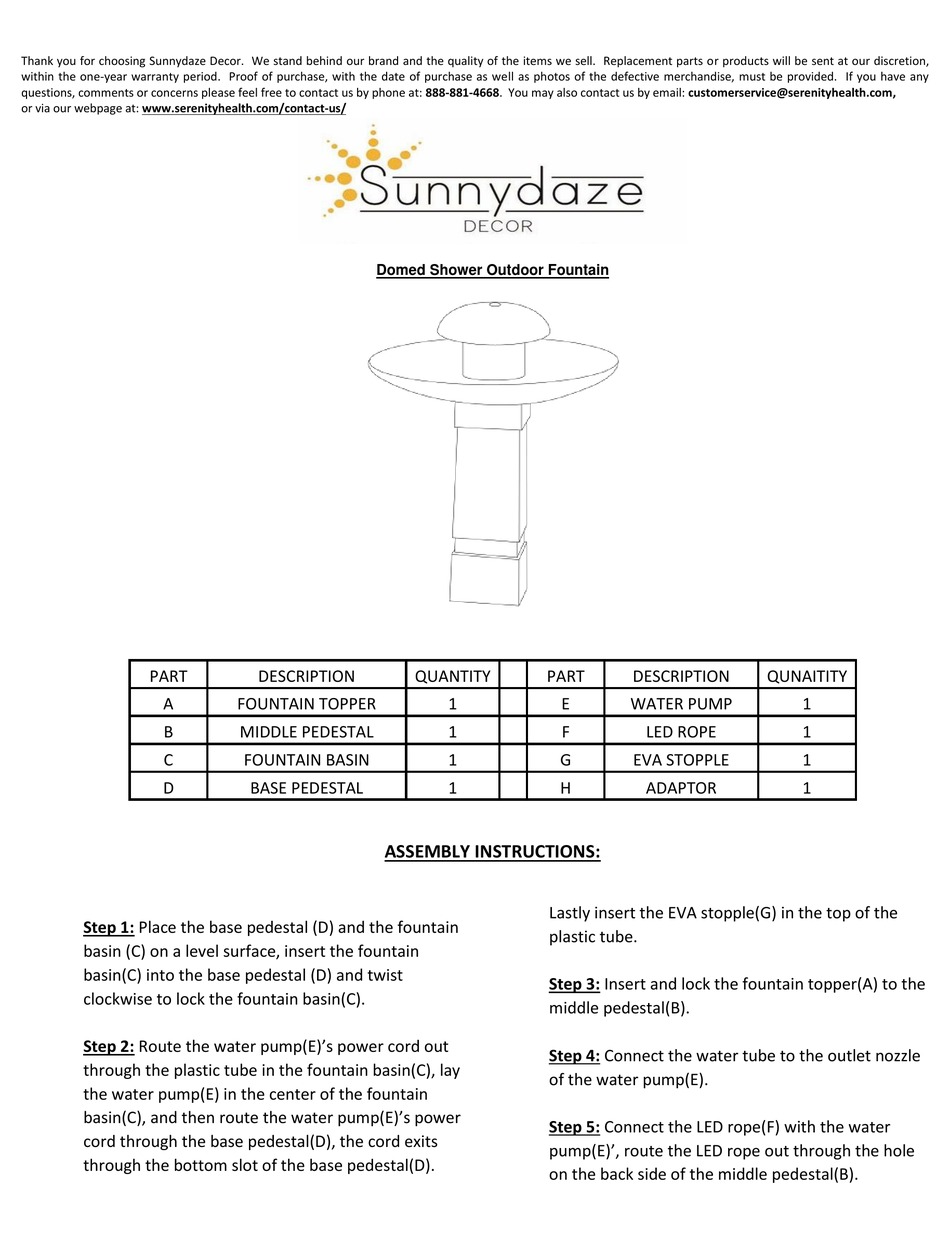 SUNNYDAZE DECOR XSS578 ASSEMBLY INSTRUCTIONS Pdf Download ManualsLib