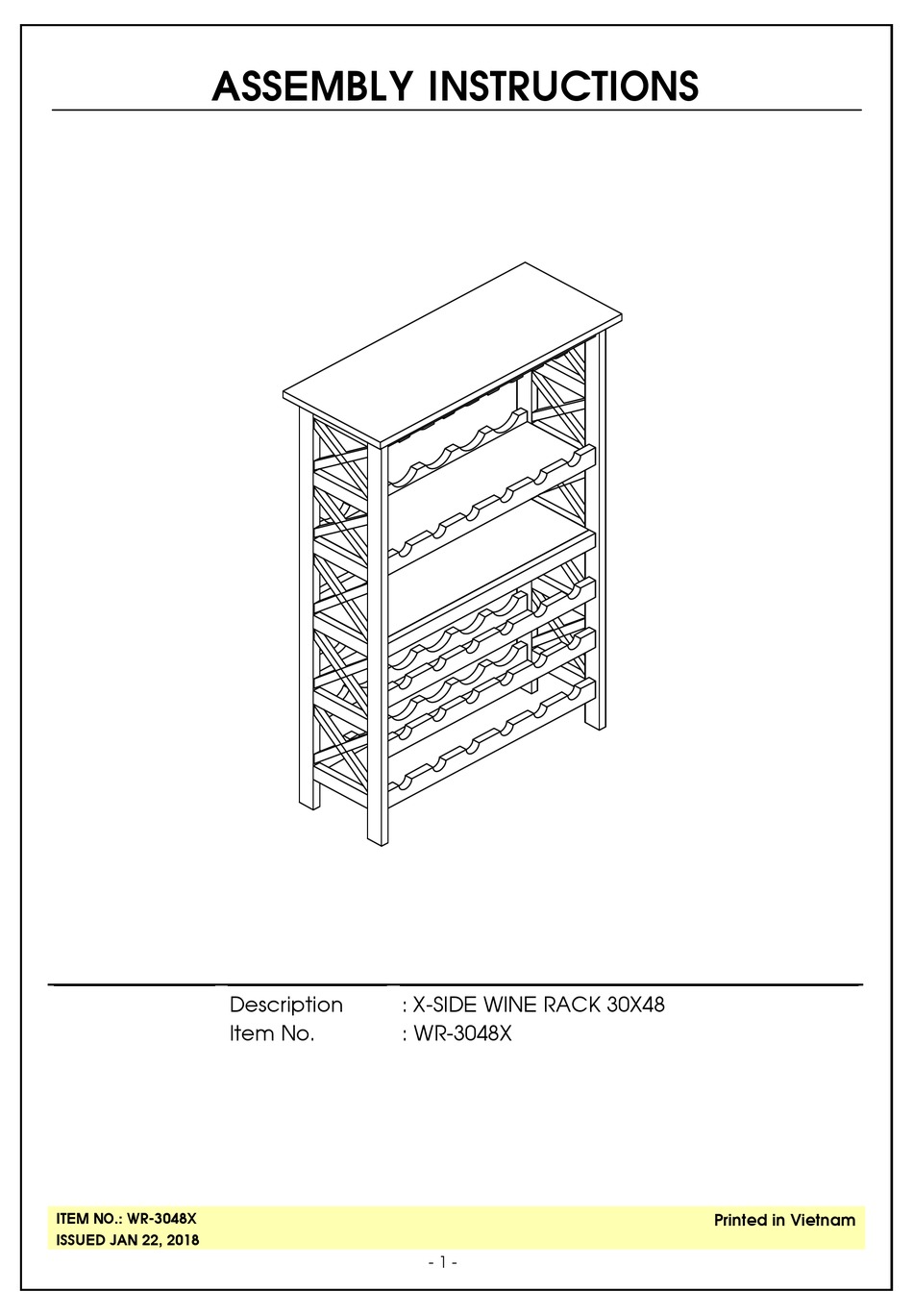 INTERNATIONAL CONCEPTS WR3048X ASSEMBLY INSTRUCTIONS MANUAL Pdf