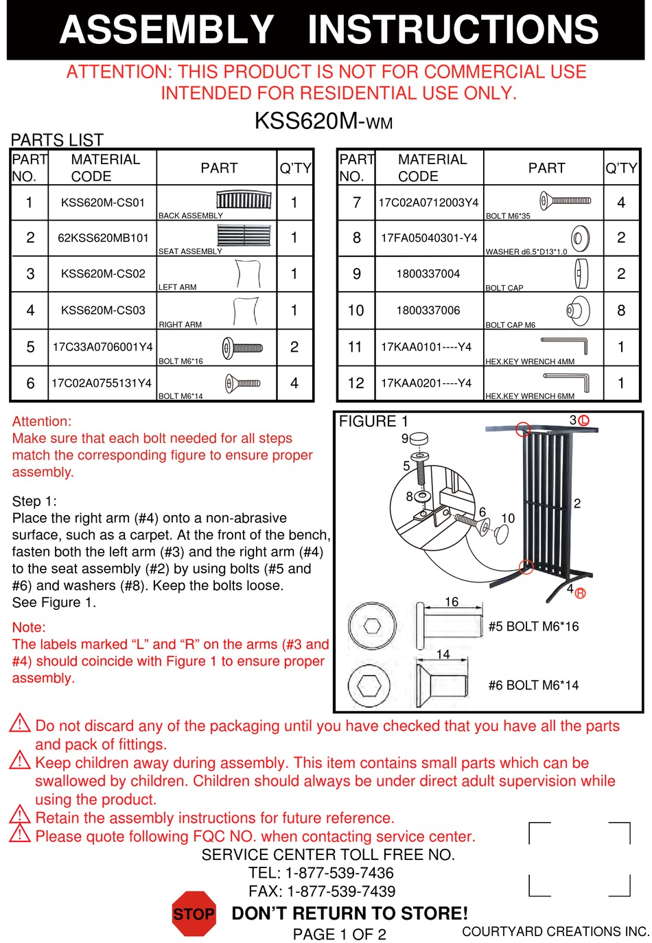 COURTYARD CREATIONS KSS620MWM ASSEMBLY INSTRUCTIONS Pdf Download