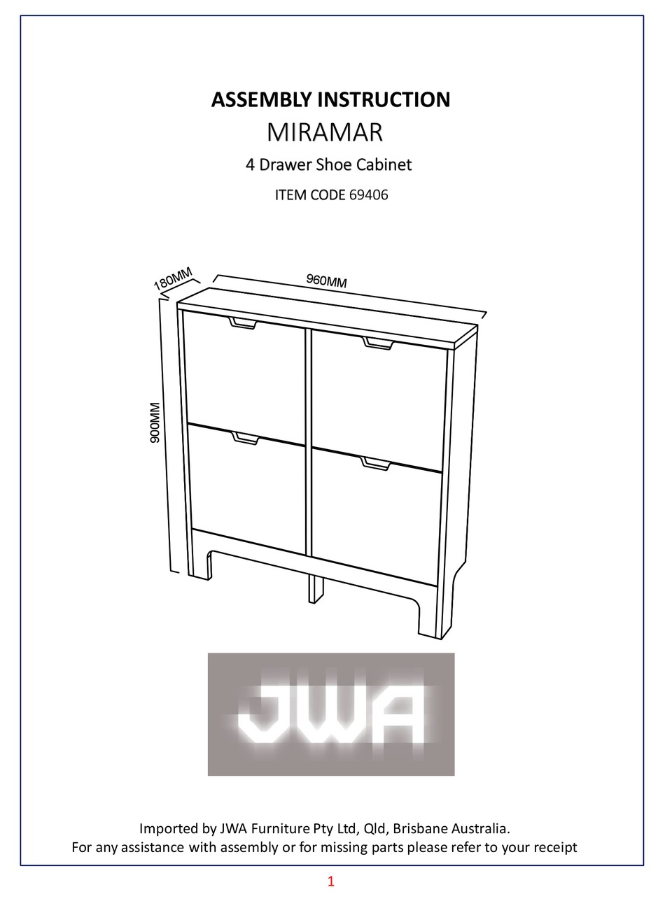 JWA MIRAMAR 69406 ASSEMBLY INSTRUCTION MANUAL Pdf Download ManualsLib