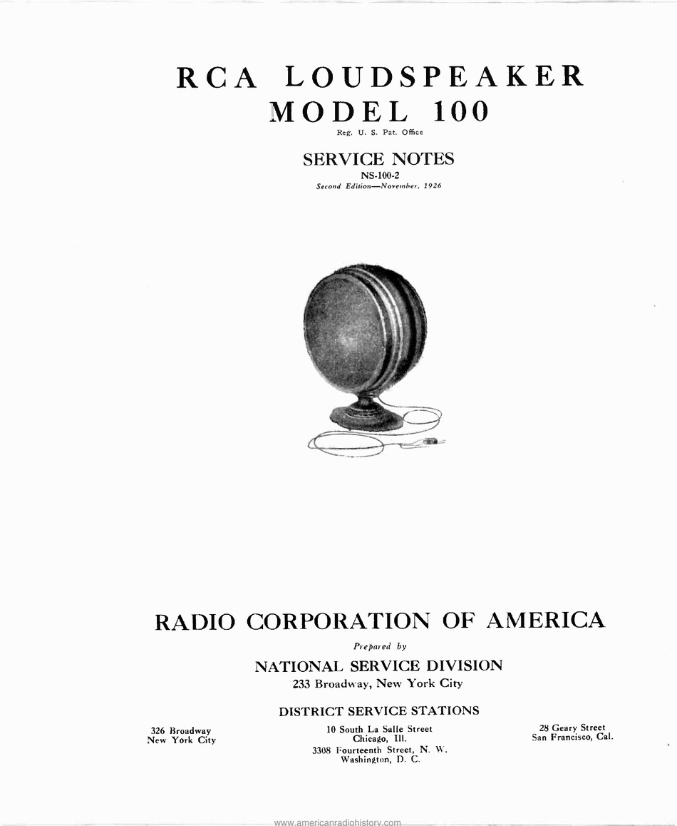 RADIO CORPORATION OF AMERICA 100 SERVICE NOTES Pdf Download ManualsLib