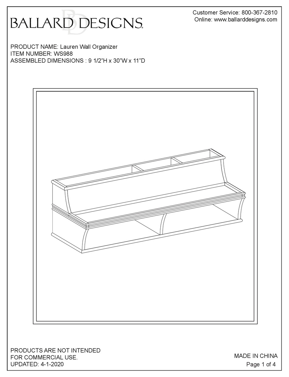 BALLARD DESIGNS LAUREN WS988 MANUAL Pdf Download ManualsLib