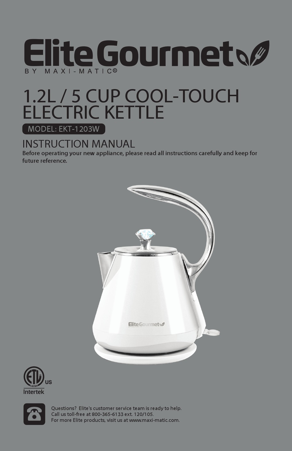 MAXIMATIC ELITE GOURMET EKT1203W INSTRUCTION MANUAL Pdf Download