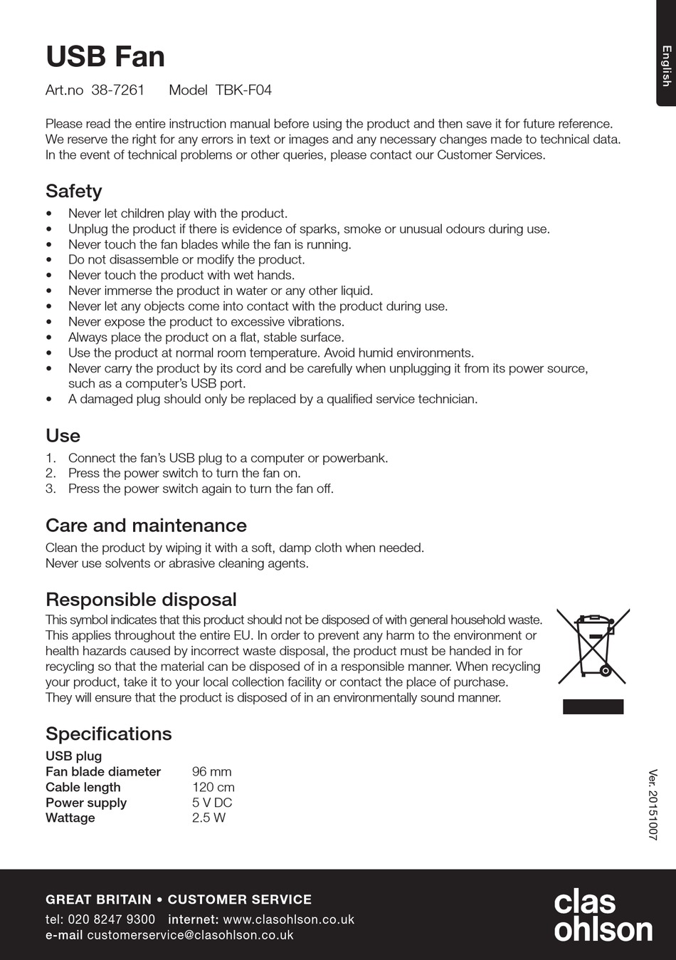 CLAS OHLSON TBKF04 INSTRUCTION MANUAL Pdf Download ManualsLib