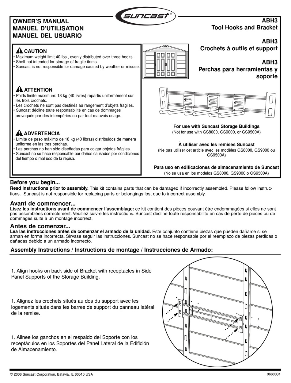 Suncast Abh Owner S Manual Pdf Download Manualslib