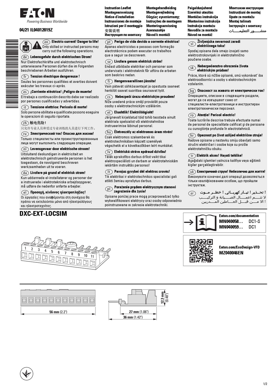 EATON DXCEXTLOCSIM INSTRUCTION LEAFLET Pdf Download ManualsLib